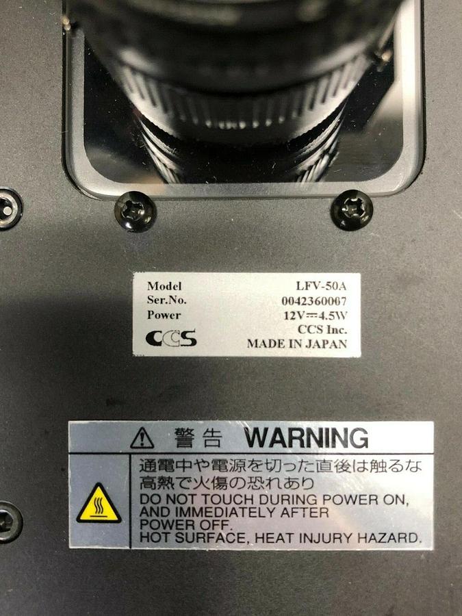 Used CCS America LFV-50A Illuminator & PD-1012 Power Supply, Keyence CV-050 Camera