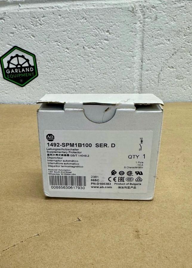 Used Allen Bradley 1492-SPM1B100 Ser D Supplementary Protector 1 Pole 10A Qty 1 *NEW*