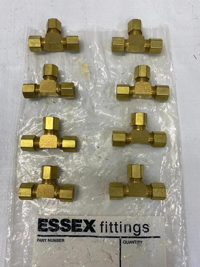 Used Essex Brass Fittings C082, 3/8" Threads - Lot of 8
