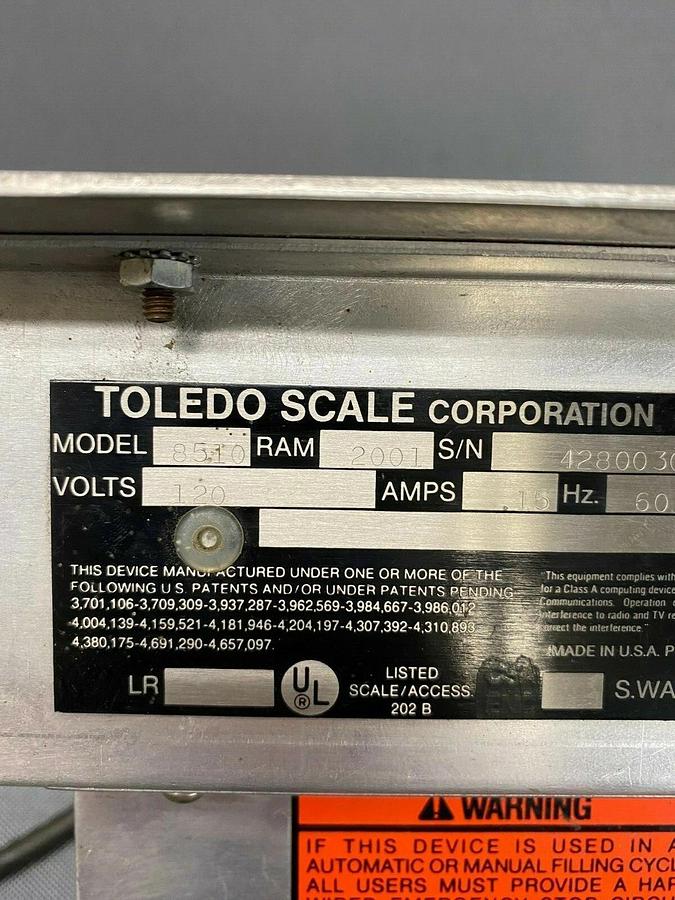 Used Toledo Scale Corp 8510 Digital Indicator Scale Screen