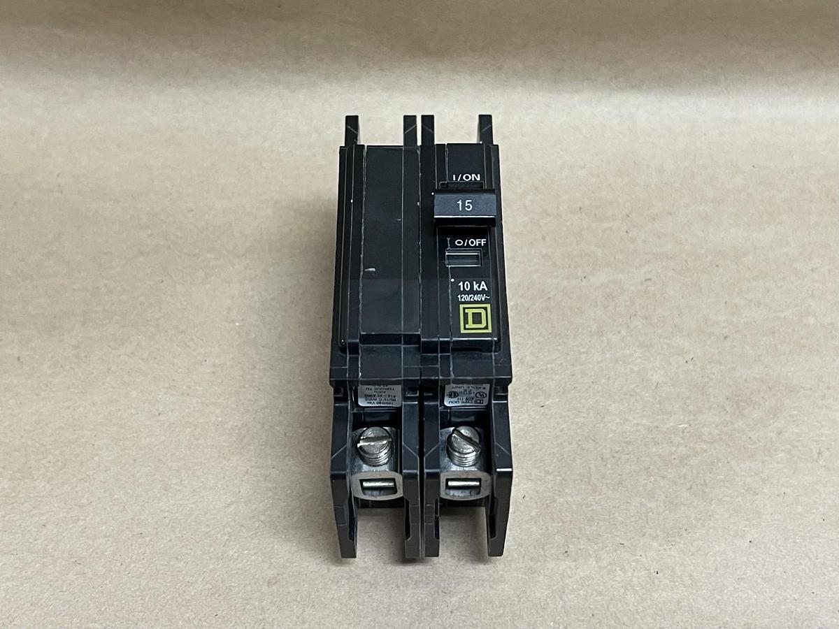 Used Square D QOU215 15A, 10 kA, 2P Circuit Breaker