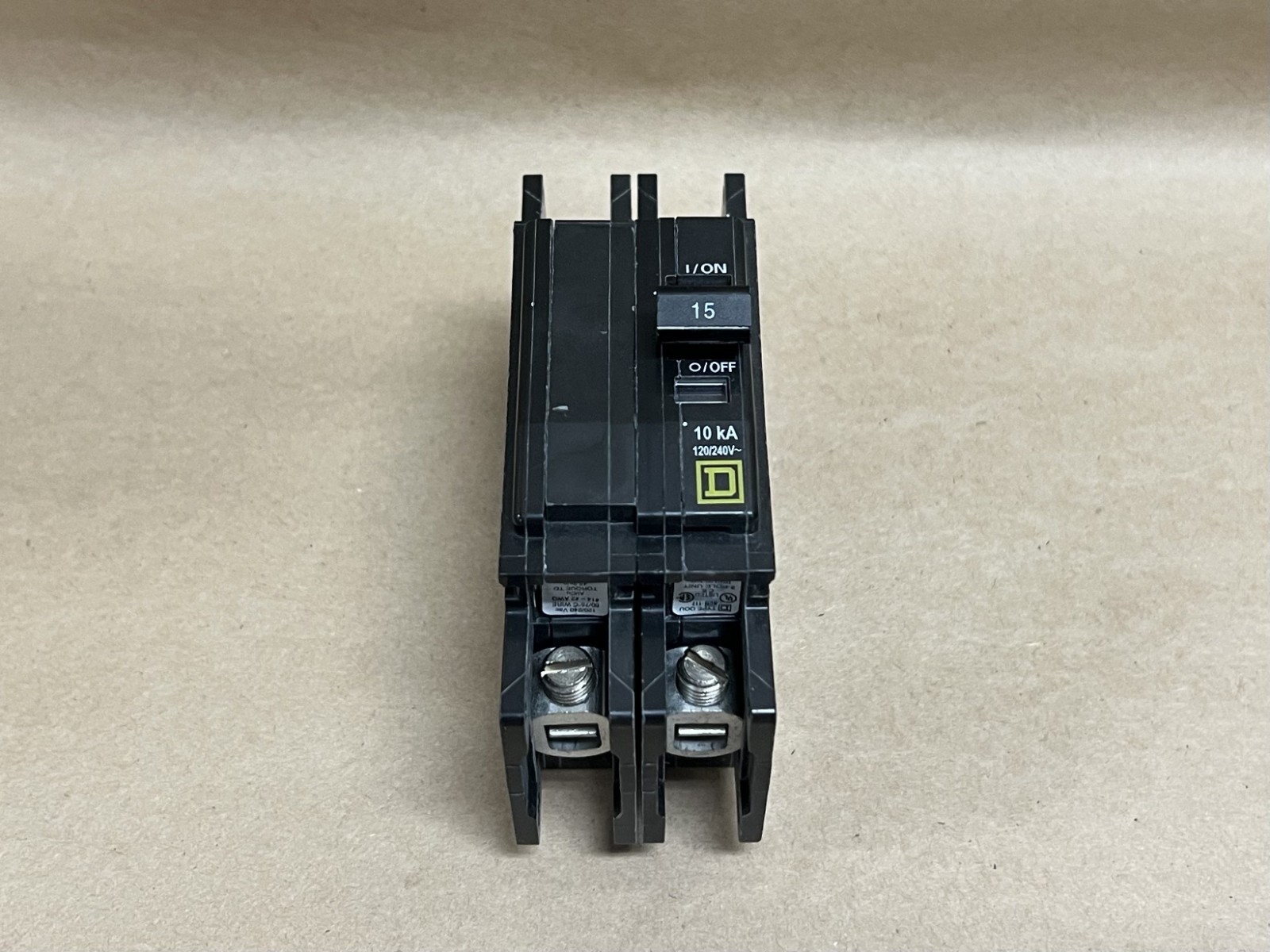 Used Square D QOU215 15A, 10 kA, 2P Circuit Breaker