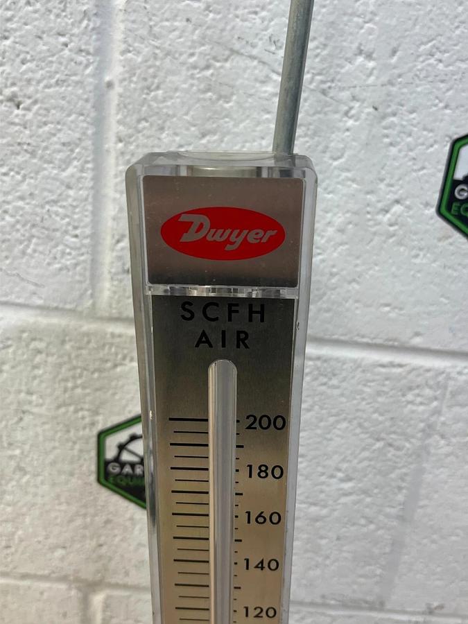 Used Dwyer RMC-103 Flow Meter, 20-200 PSI, w/ Stand