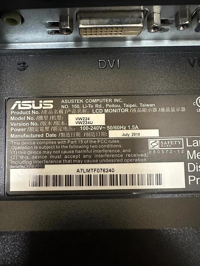 Used ASUS VW224 22” LCD Monitor