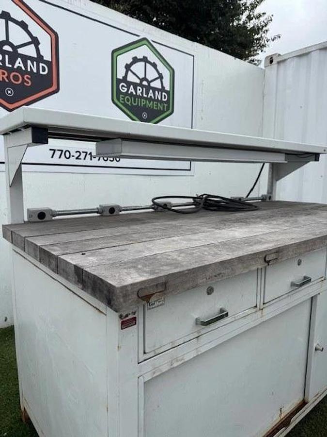 Used Dimmetal 80” x 36” Industrial Shop Table, 4 Drawers (16” x 20”) & Storage Area