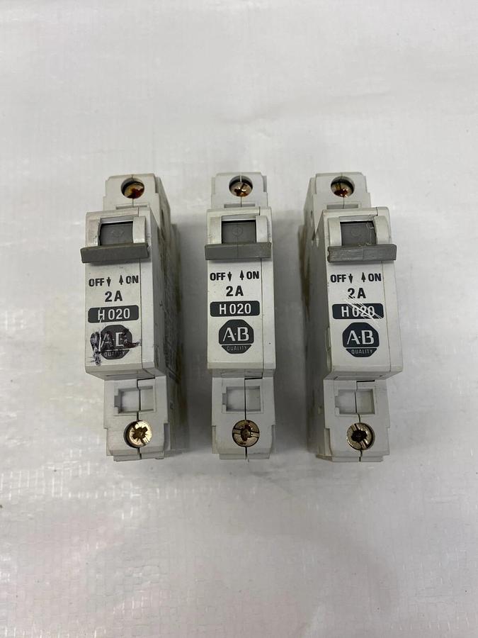 Used Allen-Bradley 1492-CB1 H 020 Circuit Breaker 2 A - Lot of 3