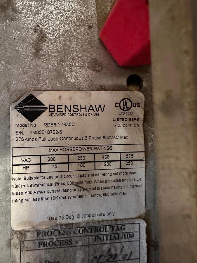 Benshaw RDB6-276A5C Contactor Assembly Unit