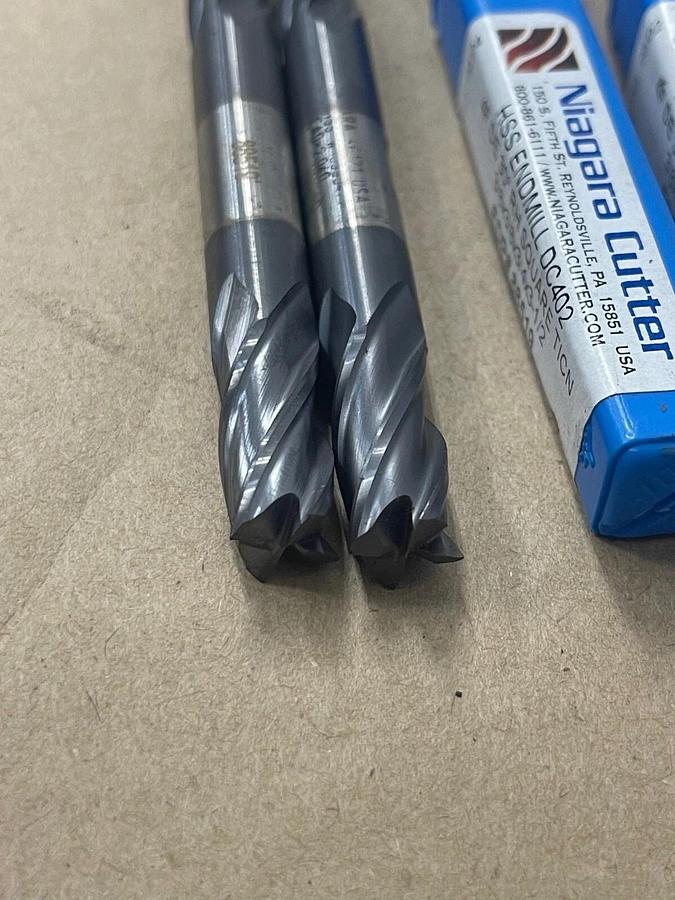 Niagara Cutter 88519, HSS ENDMILL DC402, 4F DE 30° RH SQUARE TICN - Lot of 2