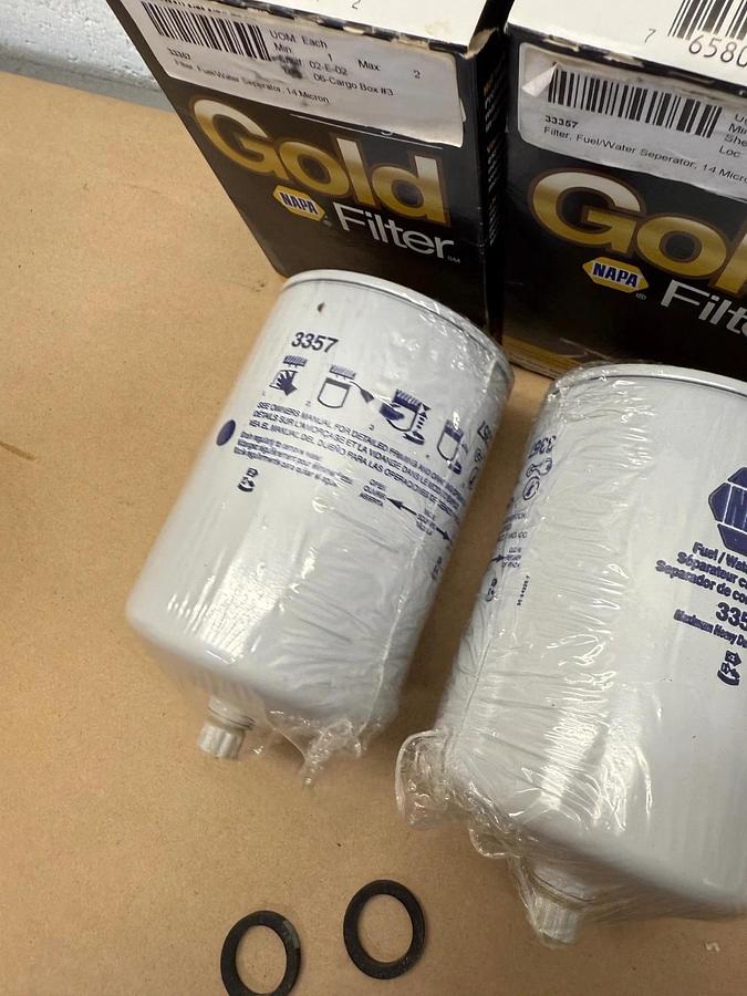 Used NAPA 3357 GOLD Filter, Fuel/Water Separator, Max Heavy Duty Protection, Lot of 2