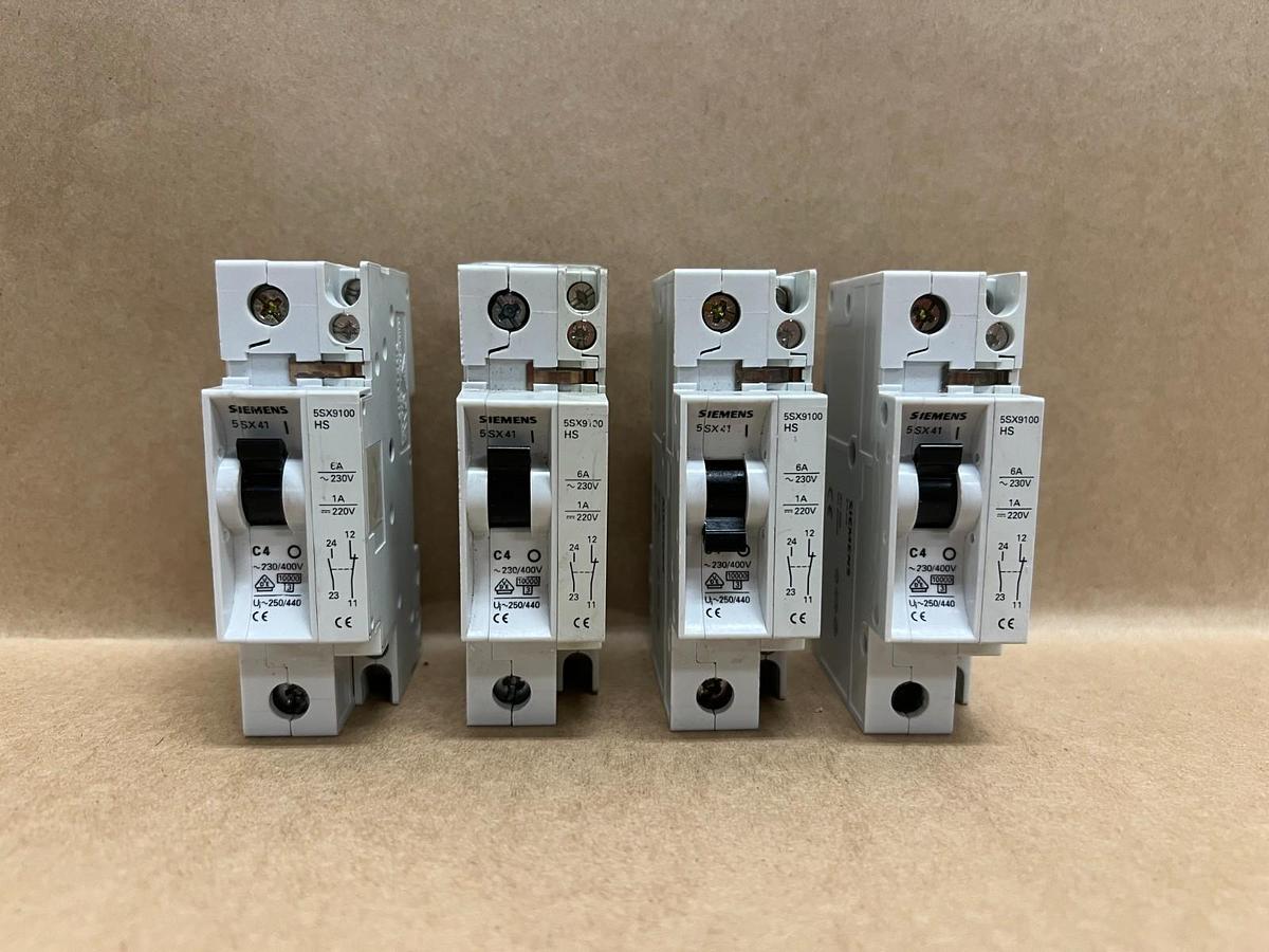 Used Siemens 5SX41 C4, 230/400V, Circuit Breaker - Lot of 4