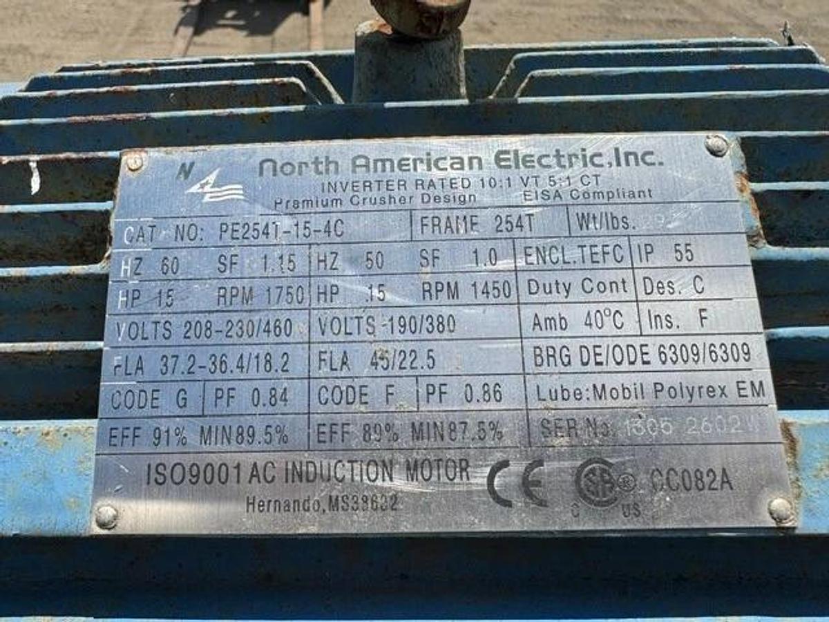 Used Industrial Screw Conveyor 16” Stick, 12’ L, 17” Trough 15Hp Motor 9.23:1 Gearbox