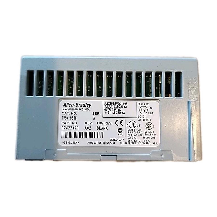 Used Allen Bradley 1794-0B16 w/ Type 1794-TB3/A Flex I/O 24 VDC Source Output