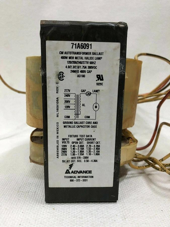 Used Advance 71A6071-001D Core and Coil Ballast Kit
