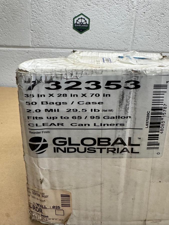 Used Global Industrial 732353 Super Duty Trash Bags 35” x 28” x 70”, 95 Gallon, Clear