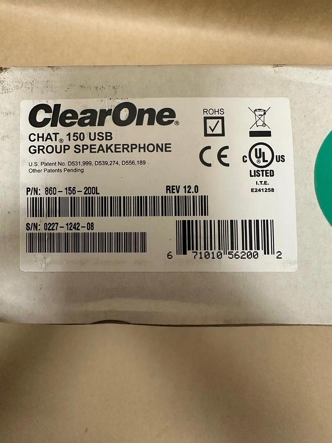 Used ClearOne 860-156-200L Chat 150 USB Group Speakerphone *NEW*