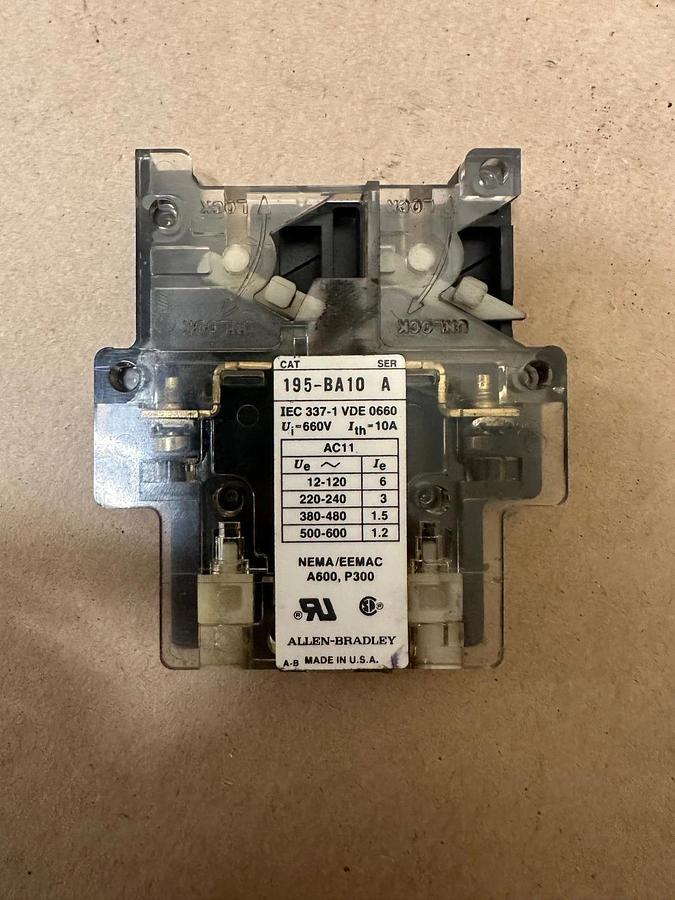 Used Allen Bradley 195-BA10 Auxiliary Contact