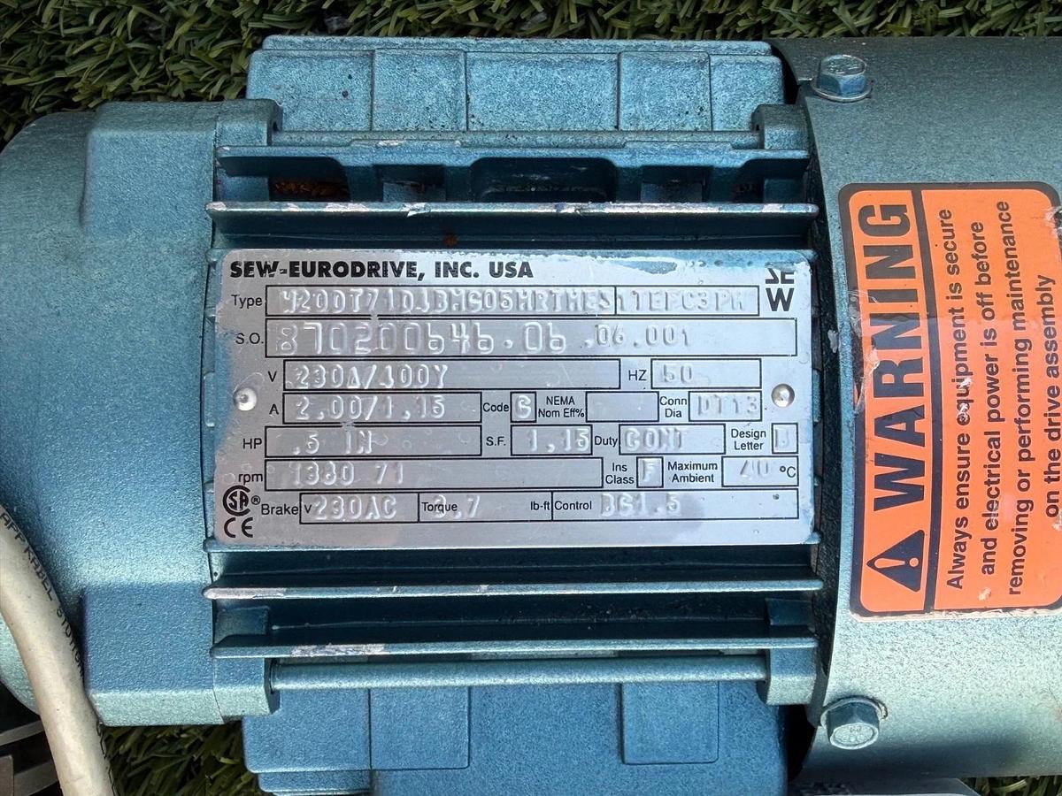 Used SEW-Eurodrive W20DT71D4BMG05HRTHES 0.5Hp Right-Angle Gearmotor