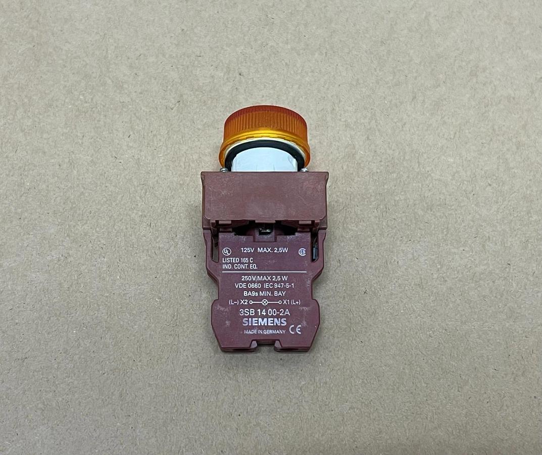Used Siemens 3SB 1400-2A Orange Indicator Light w/ Contact Block