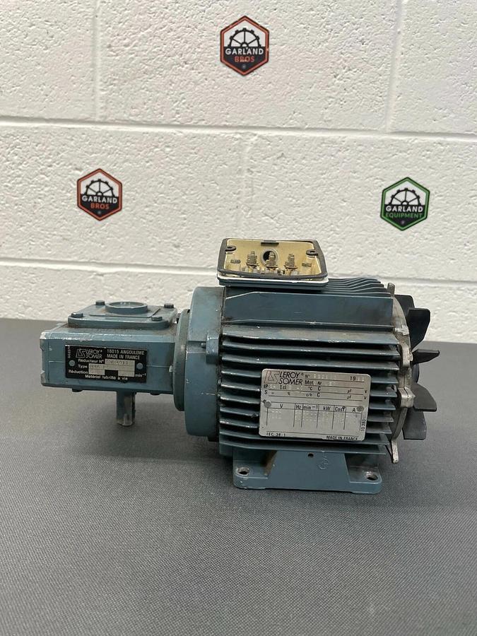 Used Leroy Somer IEC 34-1 3 Phase Motor 992813, Miniblock Reductor Type MVA-PF no cap