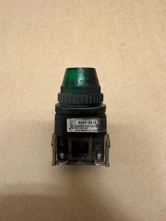 Used Allen Bradley 800H-QR10 Green Heavy Duty Pilot Light, 120V AC/DC
