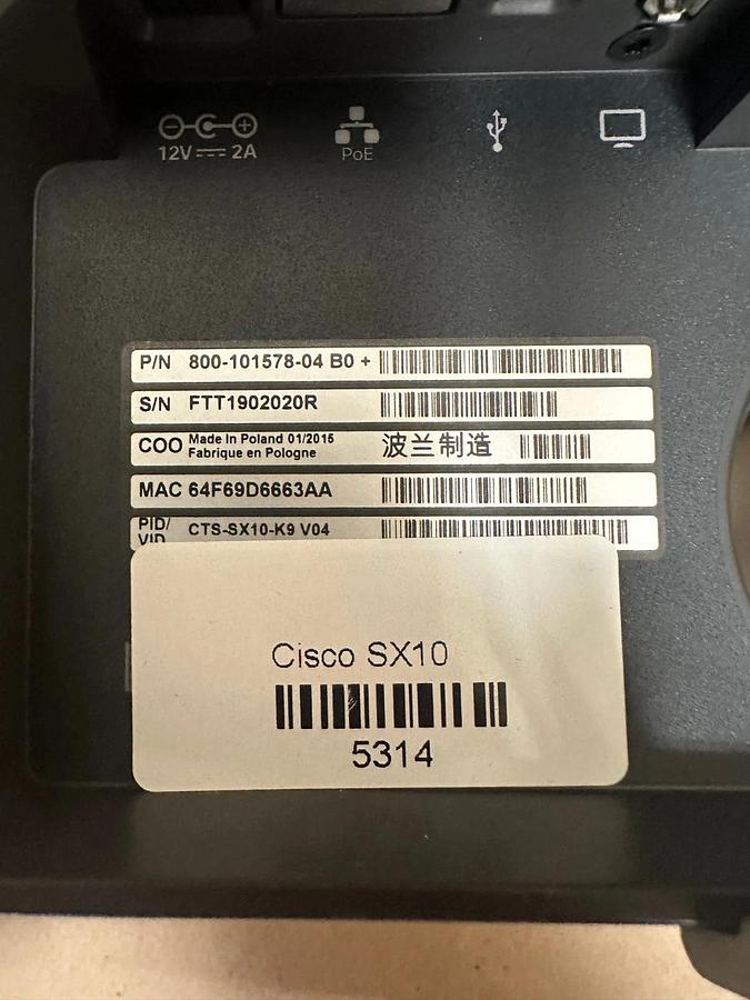 Used Cisco 800-101578-04 Telepresence SX10 Video Conference Camera