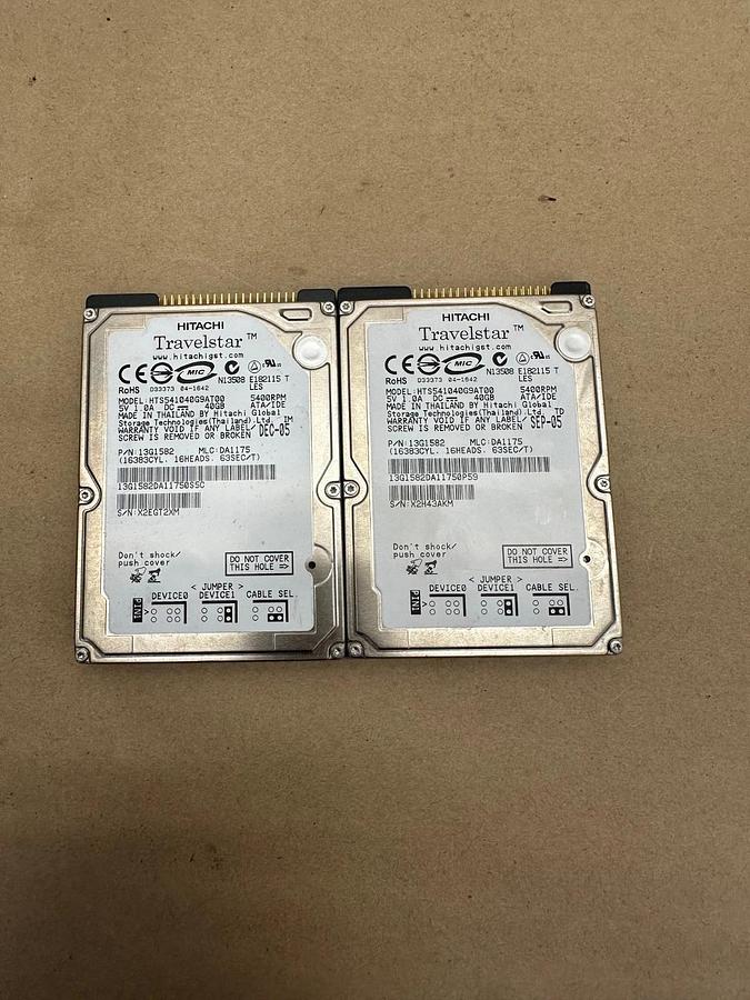 Used HITACHI HTS541040G9AT00 Hard Drive - Lot of 2