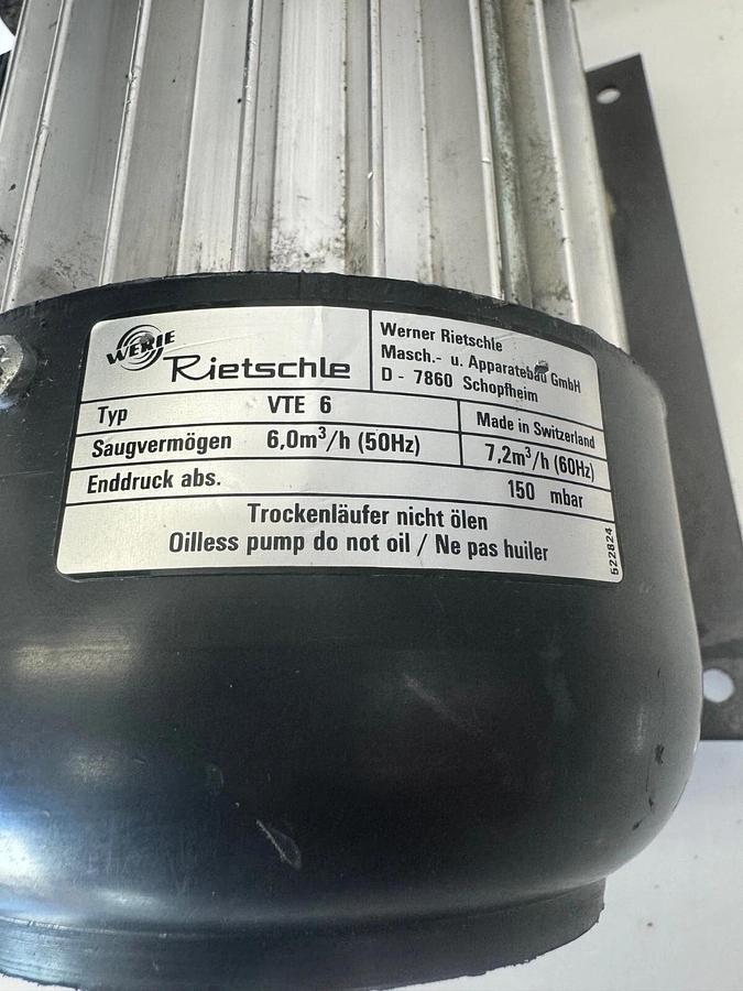 Used Werie Rietschle D-7860 Regenerative Vacuum Blower w/ Mann C75 Filter