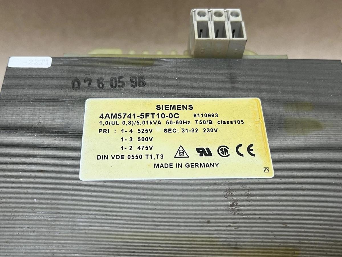 Used Siemens 4AM5741-5FT10-0C 1.0 (UL 0.8)/5.01KVA Transformer