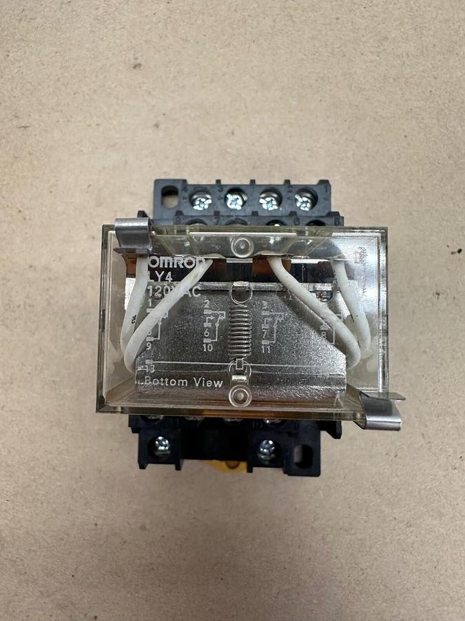 Used OMRON LY4 Relay with Base, 120VAC