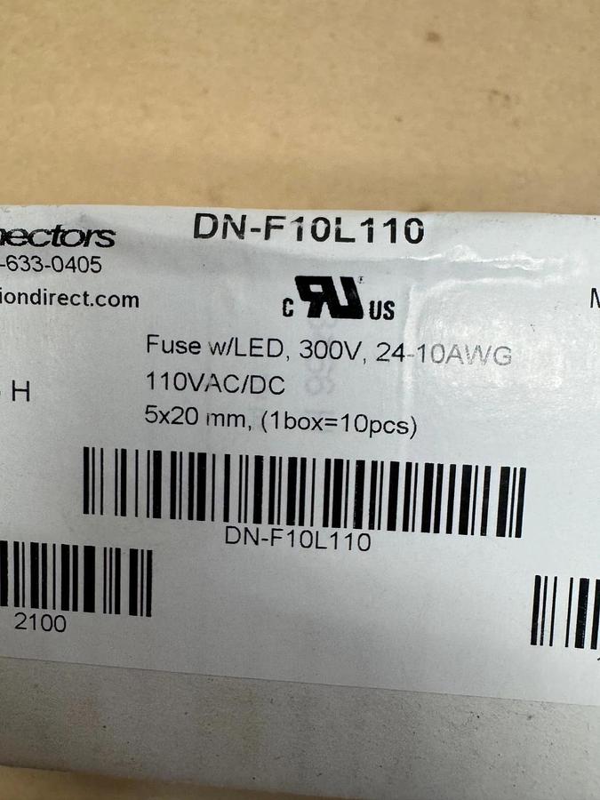 Used DINnectors DN-F10L110 Terminal Block Fuse w/ LED Light (10 pcs) *FACTORY SEALED*