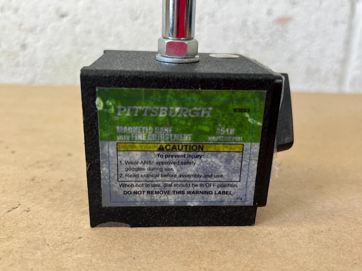 Used Pittsburgh 63663 Magnetic Base w/ Fine Adjustment, 45 lb.