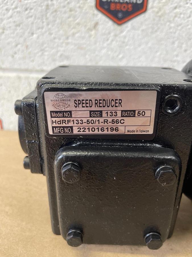 Used Worldwide Electric Corp HdRF133-50/1-R-56C Worm Gear Speed Reducer, 50:1 Ratio