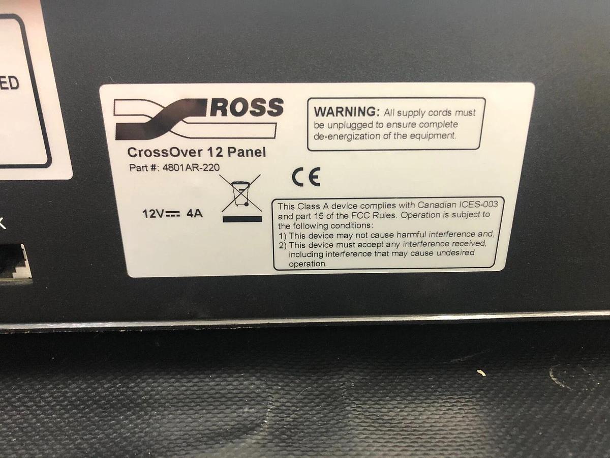 Used Ross Crossover 12 Panel 4801AR-220 Video Production Unit