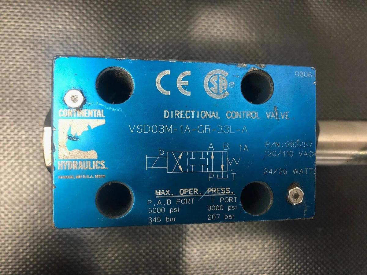 Used Continental Hydraulics VSD03M-1A-GR-33L-A Directional Control Valve
