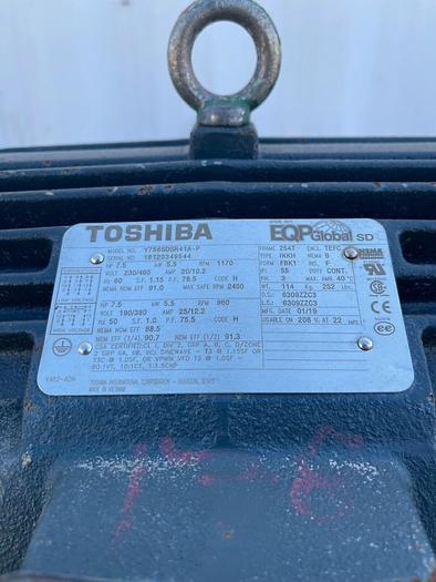Used Toshiba International Y756SDSR41A-P 7.5Hp 5.5KW 960/1170RPM 190/380-230/460V 3Ph