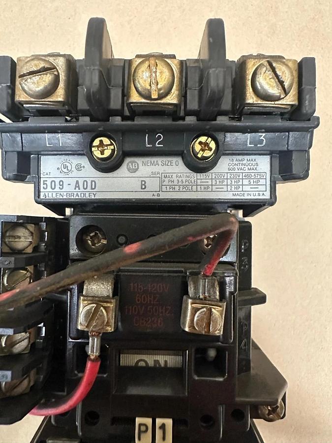 Used Allen Bradley 509-AOD NEMA Size 0 Motor