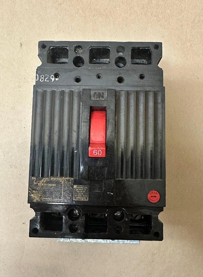 Used General Electric THED136060 60A 3 Pole Circuit Breaker