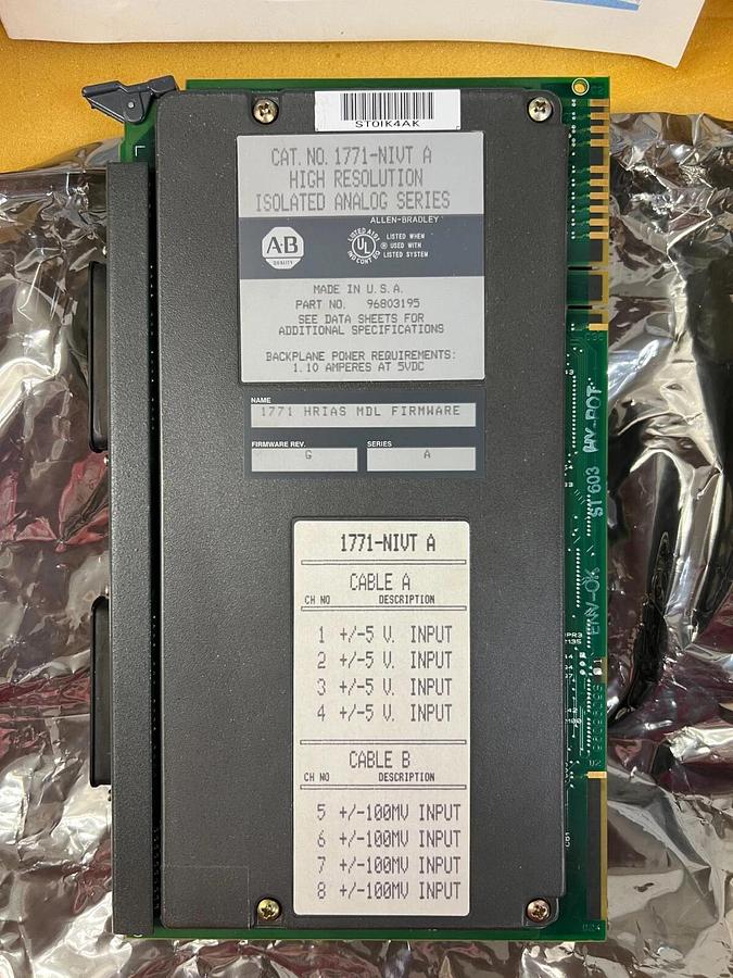 Used Allen Bradley 1771-NIVT High Resolution Isolated Analog Ser A Part No 96803195