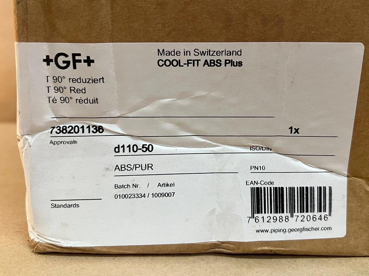 Georg Fischer 738201136 Cool-Fit ABS Plus 90° Reducing Tee *NEW*