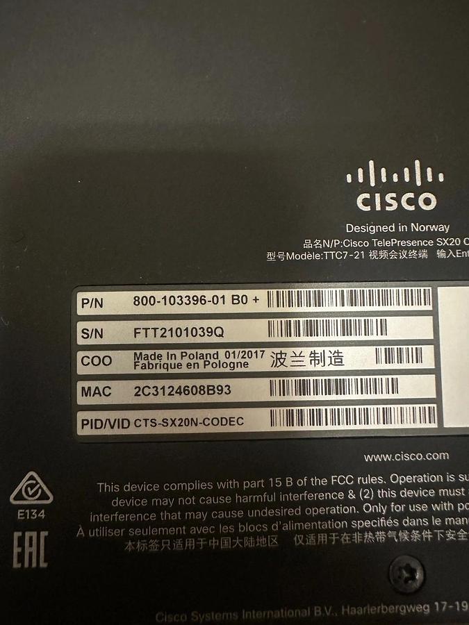 Used CISCO 800-103396-01 B0+ Base Unit w/ Remote