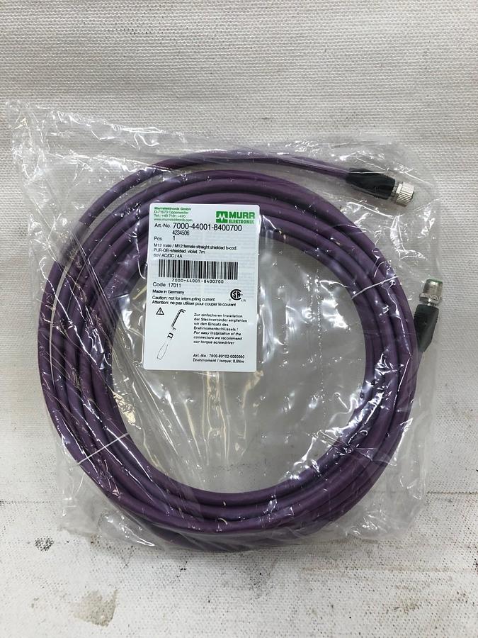 Used MURR ELEKTRONIK 7000-44001-8400700, M12 Male 0°/M12 Female 0° Shielded B-cod.