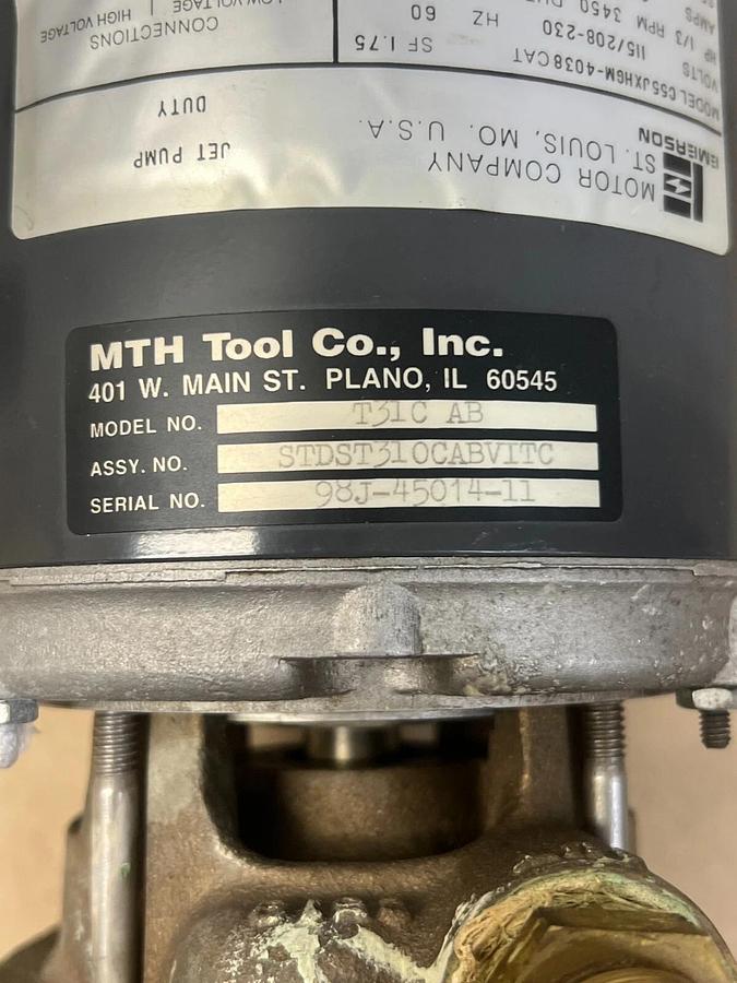 Used MTH Tool Co. T31C AB Regenerative Turbine Pump, Class B, 60Hz