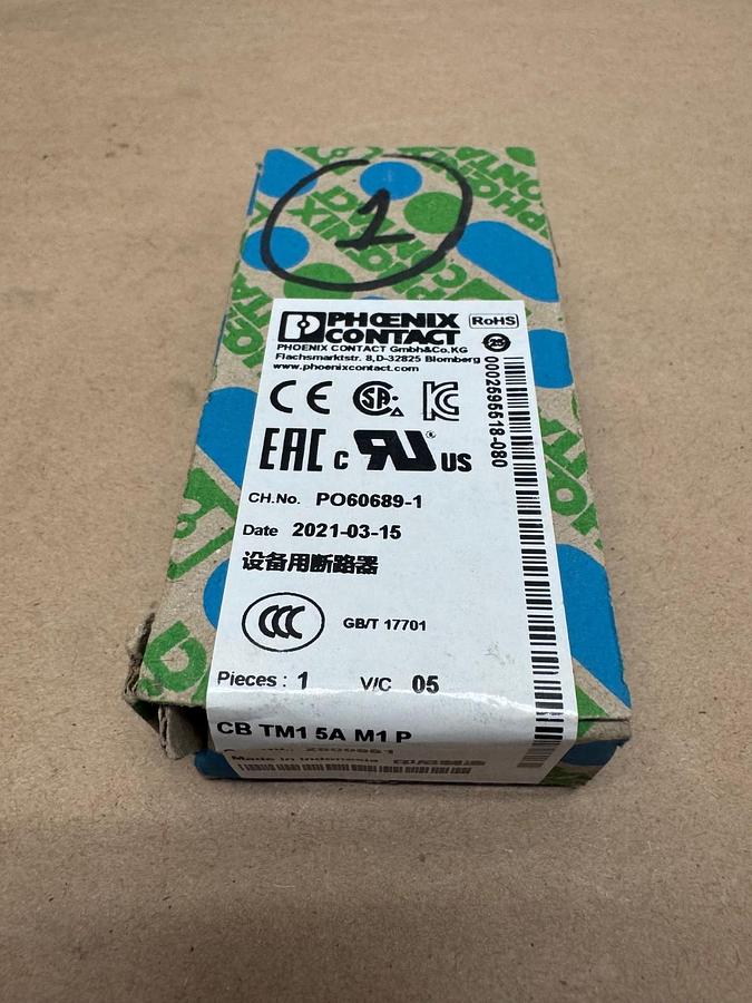 Used Phoenix Contact CB TM1 5A M1 P Contact Circuit Breaker *FACTORY SEALED*