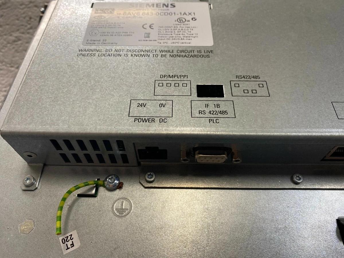 Used Siemens 6AV6643-0CD01-1AX1, MP277 10” Touch Simatic Multi Panel
