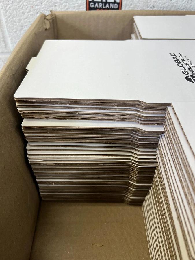 Global Industrial 228174 6”x12”x4-1/2” Open Top White Corrugated Bin Box Qty 50