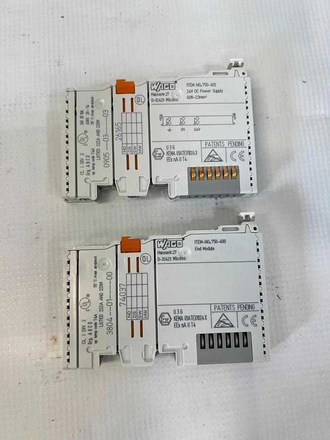Used WAGO 750-602 Power Supply Module and 750-600 End Module
