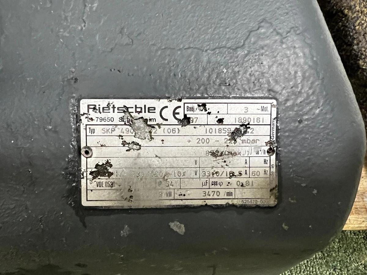 Used Rietschle SKP 490 Regenerative Blower, Built in Silencer, 3470 RPM, KW 9.9, 3 ph