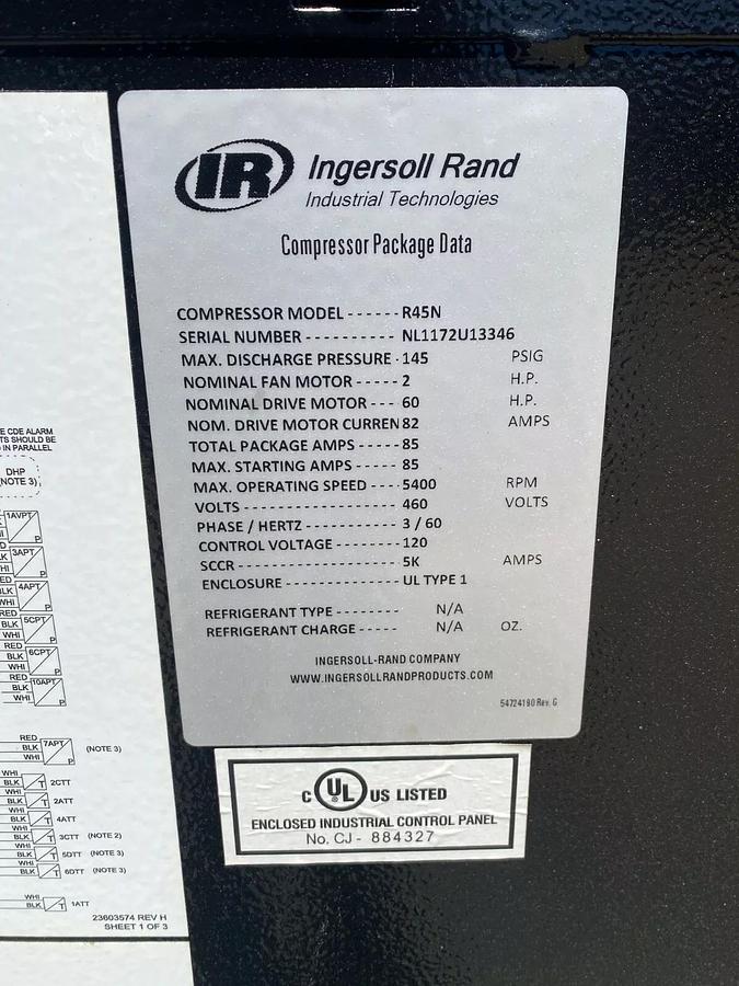 Used Ingersoll Rand R45N Oil-Flooded VSD Rotary Screw Air Compressor