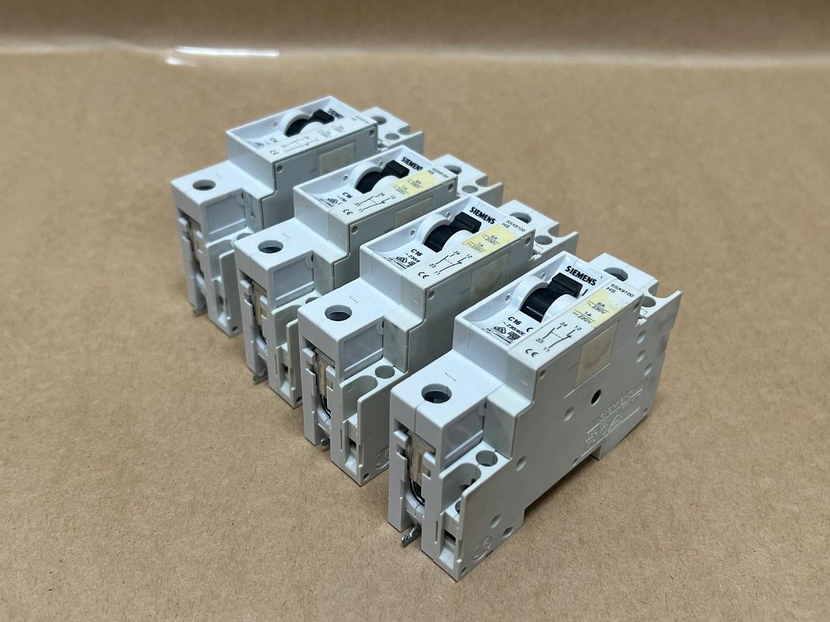 Used Siemens 5SX21 C16, 230/400V Circuit Breaker, 5SX9100HS Auxiliary Contact (4)