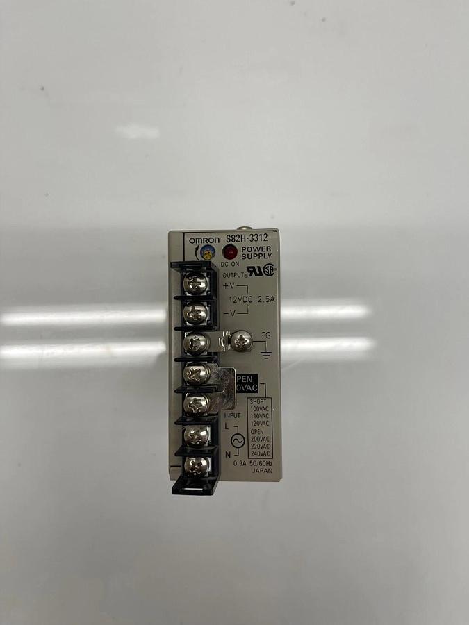 Used Omron S82H-3312 Power Supply, 12 VDC, 2.5 Amps, 50/60 Hz, 100/240 VAC
